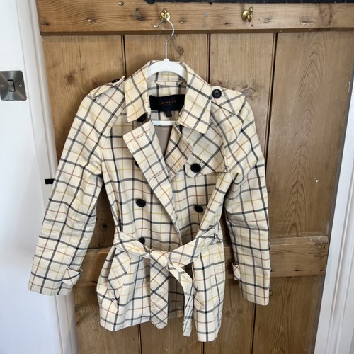 Trench coat donna Coach taglia XS con motivo a quadri multicolore