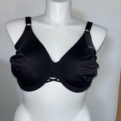 Avenue Back 平滑文胸黑色 44DD 无线全覆盖全新带标签 — 第 1/4 张图片
