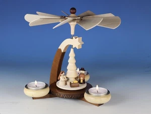 Design-Teelichtpyramide Braun/Natural  Birthday for 3 Tea Light Wxh 7 11/ - Picture 1 of 1