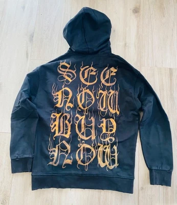 Balenciaga 卫衣 连帽衫 哥特式标志 破坏 人造污渍 尺寸 M — 第 1/4 张图片