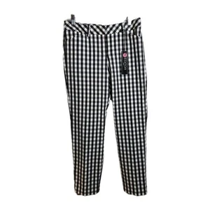 NWT Express Womens Ankle Pants Size 4R Black & White Plaid Straight Leg Pockets - Picture 1 of 12