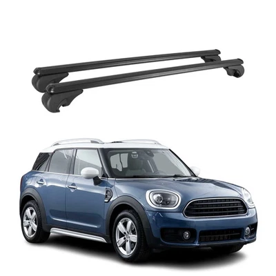 For 2017-2024 Mini Cooper Countryman F60 Lockable Roof Rack Cross Bars Black - Image 1 of 4