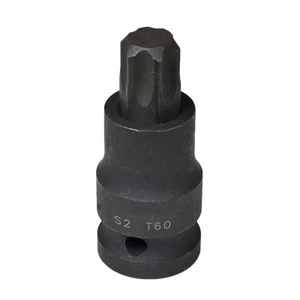 T60 x 53mm 1/2" Drive Short Impact Impacted Torx / Star Male Socket - Picture 1 of 3