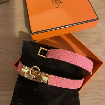 Pulsera Hermes Rivale Doble Tour Medor Rosa Azalea Talla S Foto 1 de 4