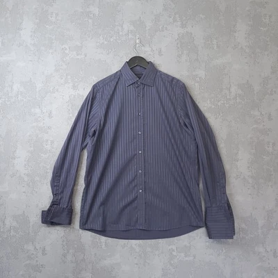 Duchamp Dress Shirt Men's 16.5 Dark Grey Striped French Cuff Gentleman Button-Up - Image 1 of 4