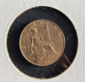 1903 Gran Bretagna moneta inglese mezzo 1/2 penny Edoardo VII (lucida) - Foto 1 di 2
