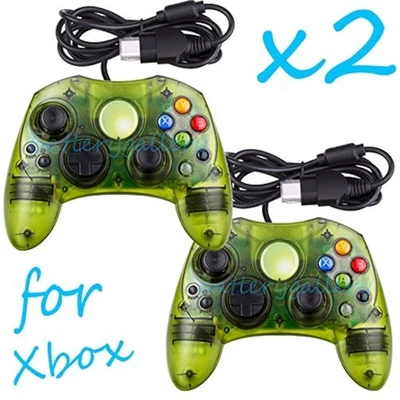 Lote de 2 controles verdes para Xbox original Xbox original - Imagem 1 de 4