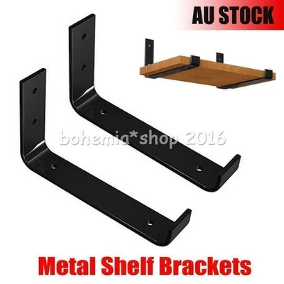 Floating Wall Shelf Brackets Rustic Industrial Scaffold Board Brackets + Screws - image 1 of 4