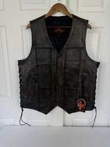 Hot Leathers Herren abgenutzt braun 10 Taschen verdecktes Tragen Lederweste VSM1029 - Bild 1 von 12
