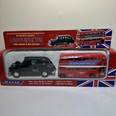 Welly London Bus & Taxi Pull Back and Go Die Cast Model TH99930-2G New in Box - Image 1 of 4