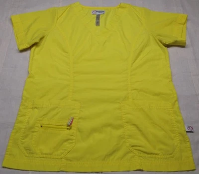 Peaches Uniforms Yellow Zipper Pocket Nurse Dental Vet Scrub Top X-Small XS - Image 1 of 4