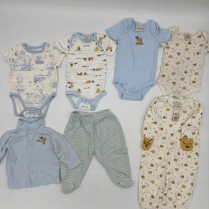 Classic Pooh Disney Baby Clothes Set 3-6 Months Bodysuits Pants Footed Sleeper - Picture 1 of 12
