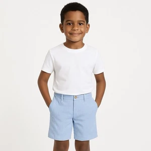 J. Bailey Boys Seersucker Shorts Blue White Striped Preppy Southern Style Size 8 - Picture 1 of 8