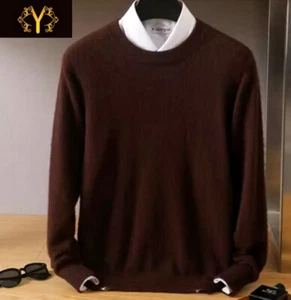 Herren 100% reiner Nerz/ Kaschmir Pullover O-Ausschnitt, Coffee color, XL - Bild 1 von 1