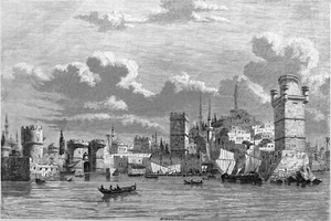 VUE GÉNÉRALE de la VILLE de RHODES au 19e siècle - Gravure du 19e (Aeterincton) - Picture 1 of 3