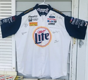 NASCAR WINSTON CUP *MILLER LITE* XXL RACING SHIRT - Autographed By Several - Picture 1 of 16