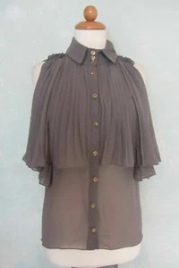 Rinascimento Bluse grau braun lang Falten sehr schick asymetrisch Plissee 38 M - Bild 1 von 5