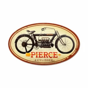 PIERCE 4 ZYLINDER MOTORRAD FAHRRAD 24" SCHWERLAST HERGESTELLT METALL WERBESCHILD - Bild 1 von 1