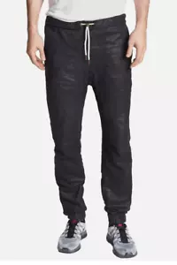 Zanerobe Herren schwarz Leder Sureshort Jogginghose Einzelhandel $ 500 Größe 34 N2 neu mit Etikett - Bild 1 von 7