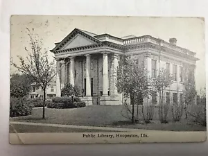 Foto postal real RPPC enviada por correo con fecha 1914 Biblioteca Pública Hoopeston Illinois - Imagen 1 de 7