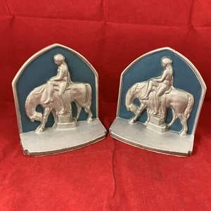 Fermalibri vintage 2 antichi art deco in ghisa donna nuda ragazza a cavallo 185 - Foto 1 di 9