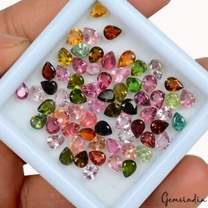 19.90 Ct Natural Multi Tourmaline 5mmx4mm Pear Calibrated Cut Unheated Gemstones - Picture 1 of 9