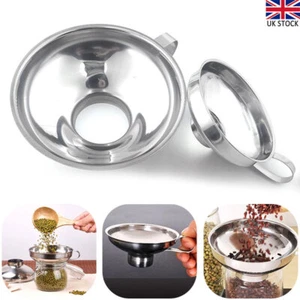 Stainless Steel Funnel Oil Water Spices Jar Wide Neck Mouth Funnel Kitchen Tool - Picture 1 of 14