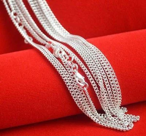 Wholesale 10pcs 925 Sterling Solid Silver Plated 2mm Curb Chain Necklace 16"-30" - Picture 1 of 10