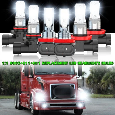 Combo faros LED haz alto y bajo + bombillas antiniebla para Volvo VNL VNM 2004-2015 Foto 1 de 4