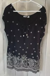 Cato schwarz-weißes Designer-Top Stretch Kurzarm Damen Größe Large 1374E - Bild 1 von 10