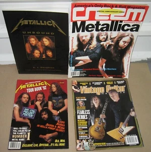 METALLICA UNBOUND BOOK CREEM VINTAGE GUITAR RIP MAGAZINE LOT LARS ULRICH X4 - Picture 1 of 5