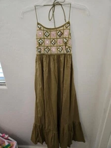 Zara Women's Maxi Dress XS Green, Polyester Blend NWT - Picture 1 of 2