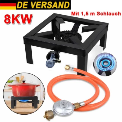 Gaskocher Hockerkocher Economic 8 KW DE / AT mit 150cm Schlauch 50 mBar Regler - Bild 1 von 4