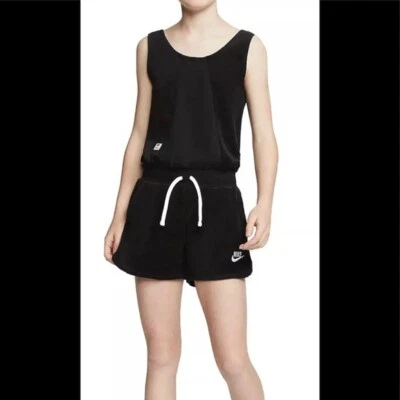 Шорты-комбинезоны Nike молодежные для девочек размер Small черные Heritage махровая ткань карманы  - Изображение 1 из 4