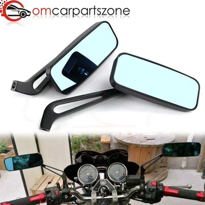Espejos retrovisores rectangulares negros para motocicleta Harley Cruiser Bobber Chopper Honda Rebel Foto 1 de 4