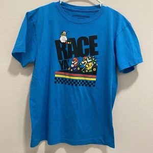 Nintendo Super Mario Kart Boys LARGE Classic T-Shirt Blue Very Good - Picture 1 of 4