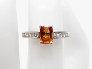 6000 $ 1,75 kt natürlicher Padparadshca Saphir VS G Diamant 14 kt Weißgold Ring - Bild 1 von 7