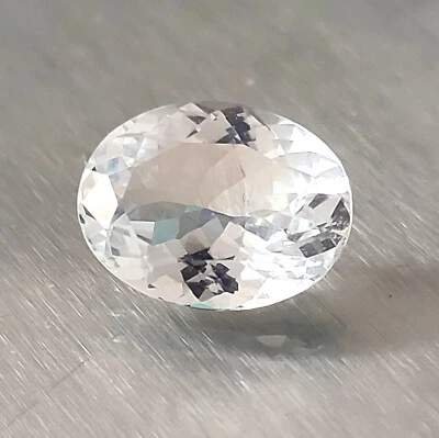 Natural Pure White Aquamarine Lustrous Colorless 3.25 CTS Faceted Oval Gemstone - Image 1 of 4