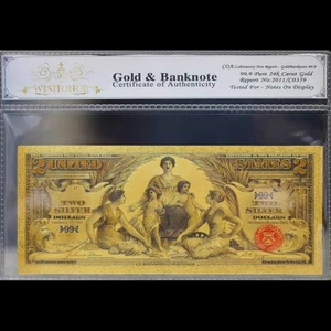 Billete de oro 1896 $2 dos dólares coleccionable con bolsa y certificado - Imagen 1 de 2