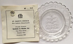Tree of Jesse New Bedford St Mary Church VTG Christmas Pairpoint Glass Cup Plate - Picture 1 of 7