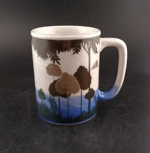 Taza de gres Otagiri tropical playa paisaje árboles azules y marrones, montañas - Imagen 1 de 5