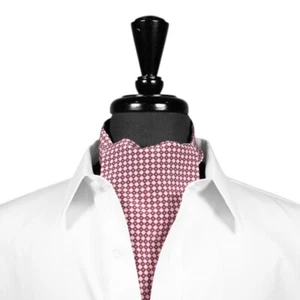 Ascot Cravat Tie Red Beige Geometric Costume Formal Wedding Party Necktie Scarf - Picture 1 of 2