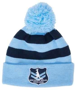 NSW State of Origin Blues Striped PomPom Beanie BNWT - Picture 1 of 4