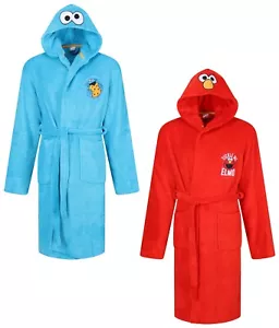 VESTAGLIA UOMO SESAME STREET 3D NOVITÀ MORBIDO PILE ABITI CON CAPPUCCIO S-XXXL NUOVA - Foto 1 di 9