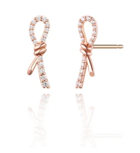 StoneHenge Love Knot 14K Earrings SA24C45B Cubic Zirconia 14K Rose Gold K-Jewel - Picture 1 of 4