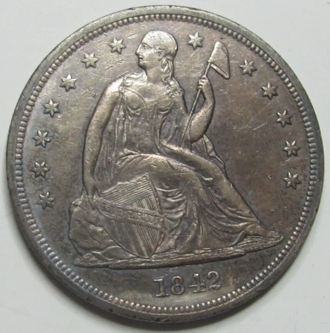 1842 Seated Liberty Silver Dollar US Coin Cover