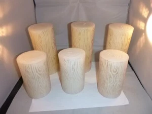 Neu 6 Partylite Stumpenkerzen Holzmaserung Scheitholzmuster ohne Karton - Bild 1 von 8