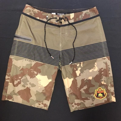 Quiksilver Eddie Aikau Board Shorts Welded Seams Sand Camo Hawai'i True Size 30 - Image 1 of 4