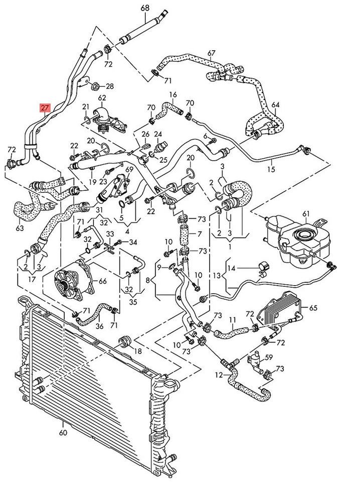 Tubo de refrigerante derecho genuino AUDI A8 S8 quattro 4H2 4H8 4H8 4H0121034F Foto 1 de 1