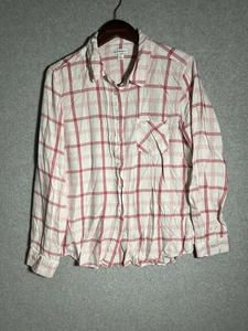 Croft & Barrow Flanellhemd Damen Large rosa Viskosekragen Button-Down - Bild 1 von 10